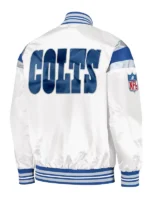 Indianapolis Colts White Satin Jacket back look showing rear panel stitching and satin finish detail