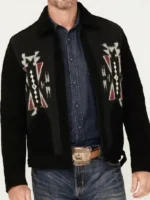 JW Griffin Puebla Suede Zip Jacket closure view showing front zipper, stitching, and suede texture