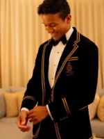 Jaafar Jackson Met Gala 2026 Polo Ralph Lauren Tuxedo side view showing profile fit and structure