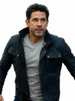 Jack Ryan Ghost War Black Jacket closure view showing fastening detail, stitching, and black texture