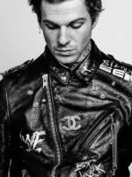 Jesse Rutherford The Neighbourhood Leather Jacket close-up view showing texture and stitching details