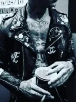 Jesse Rutherford The Neighbourhood Leather Jacket design view showing texture and fine details