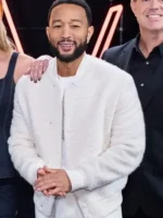 John Legend Brandon Boucle Bomber Jacket front view featuring boucle texture and bomber jacket design