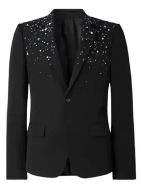 John Legend Crystal Embellished Blazer view look showing crystal details, blazer shape, and polished fit
