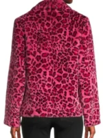 Kaitlin Olson Pink Leopard Print Jacket back view showing rear structure, sleeve shape, and pink leopard print