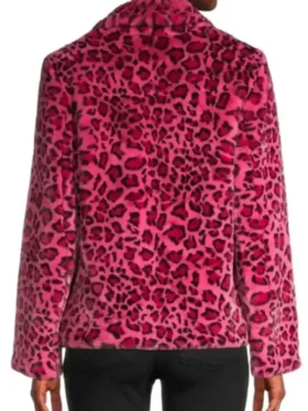 Kaitlin Olson Pink Leopard Print Jacket back view showing rear structure, sleeve shape, and pink leopard print