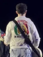 Mexico Tour 2026 Kevin Jonas White Jacket back view showing rear structure, sleeve shape, and white jacket fit