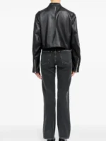 Michael Buble Black Leather Jacket back view showing rear design, sleeve shape, and black leather fit