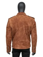 Michael Buble Brown Leather Jacket back view showing rear design, sleeve shape, and brown leather fit