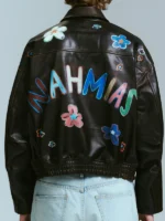 NAHMIAS PAINTED OVERSIZED LEATHER back view showing rear shape and smooth painted finish