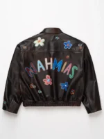 NAHMIAS PAINTED OVERSIZED LEATHER back design view showing rear artwork and leather detail
