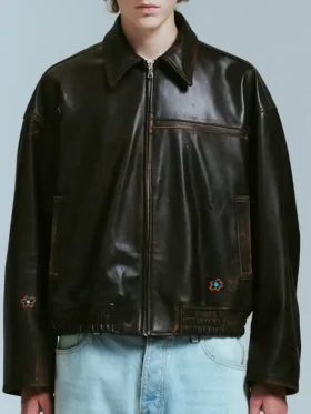 NAHMIAS PAINTED OVERSIZED LEATHER front view showing clean structure and painted design details