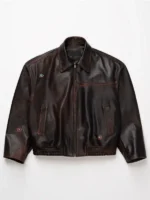 NAHMIAS PAINTED OVERSIZED LEATHER full look showing oversized shape and painted leather style