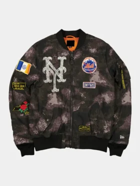 NY METS X ALPHA X NEW ERA MA-1 BOMBER JACKET FRONT VIEW