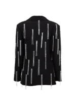 Natalia Albertini Embellished Fringe Blazer back view showing rear fringe accents and structured blazer shape