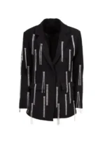Natalia Albertini Embellished Fringe Blazer view look showing fringe details and embellished blazer style