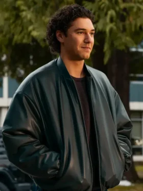 Off Campus Belmont Cameli Bomber Leather Jacket outfit look