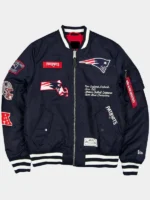 PATRIOTS X ALPHA X NEW ERA MA-1 BOMBER JACKET FRONT VIEW