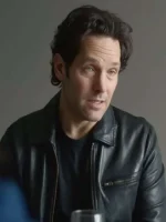 Power Ballad 2026 Paul Rudd Black Leather Jacket side view