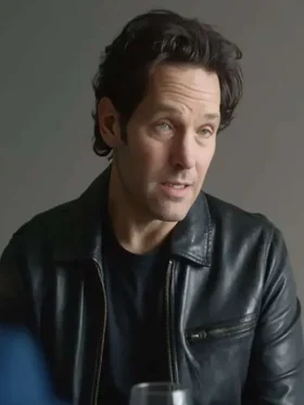 Power Ballad 2026 Paul Rudd Black Leather Jacket side view