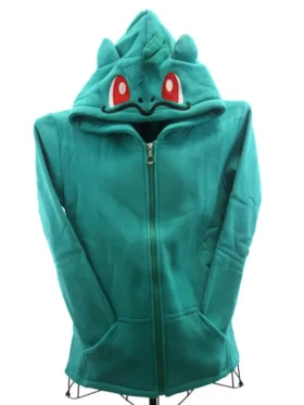 Pokemon Bulbasaur Hoodie front view showing clean design, hood detail, and playful character style
