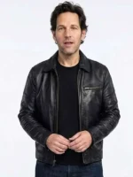 Power Ballad 2026 Paul Rudd Black Leather Jacket front view