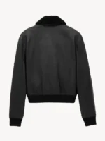 Promo John Legend Fur Collar Leather Jacket back view showing rear leather shape, fur collar, and clean fit