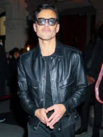 Rami Malek Met Gala After Party Leather Jacket front view