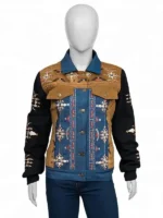 Reba Embroidered Suede Denim Jacket view look showing embroidered details, suede finish, and denim style