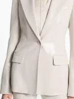 Reba McEntire Cream Sequined Blazer close-up view showing sequin texture, stitching, and fabric finish