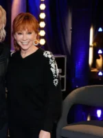 Reba McEntire The Voice S28 Black Embroidered Sweater front view showing clean design and embroidery