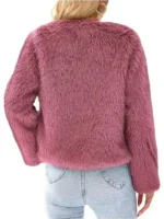 S01 Morgan Gillory Cropped Fur Jacket back view showing rear shape, fur texture, and cropped jacket fit