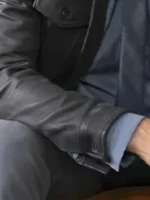 S02 Daniel Sunjata Leather Jacket close-up showing leather texture, stitching, and jacket details