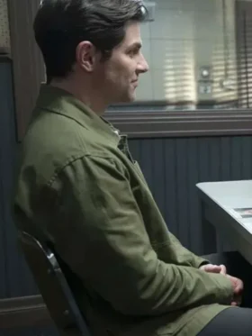 S02 David Giuntoli Green Jacket side view showing sleeve shape, green finish, and jacket profile