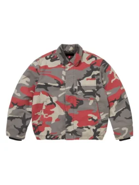Supreme Cordura Twill Utility Jacket camo front view showing utility pockets and clean fit