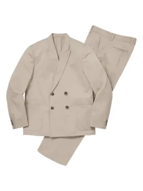 Supreme Sea Island Cotton Suit stone full view showing complete shape, clean fit, and suit style