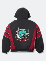 Supreme x SALEM Black and Red Pullover Jacket Back look