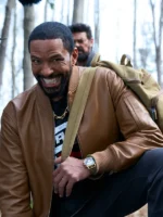 The Boys S05 Laz Alonso Brown Jacket close-up view
