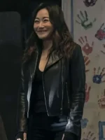 Karen Fukuhara The Boys S05 Black Leather Jacket outfit look