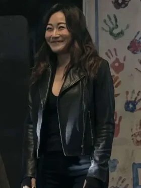 Karen Fukuhara The Boys S05 Black Leather Jacket outfit look