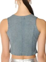 The Voice S026 Kamila Kiehne Denim Vest back view showing rear shape, balanced structure, and finish