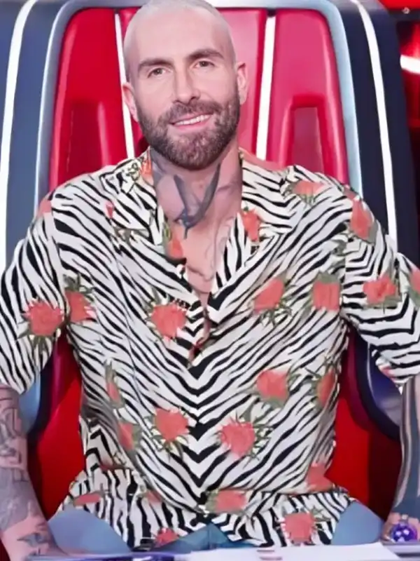 The Voice S27 Adam Levine Rose Print Shirt Front View The Voice S27 Adam Levine Rose Print Shirt Front View