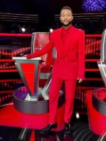 The Voice S27 John Legends Red Suit front view featuring red blazer design, lapel, and button closure