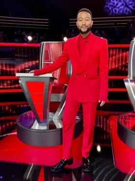 The Voice S27 John Legends Red Suit front view featuring red blazer design, lapel, and button closure