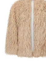 The Voice S27 LeAnn Rimes Beige Fur Jacket close-up showing beige fur material and detailed texture