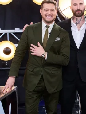 The Voice S27 Michael Buble Green Suit front view showing clean design and sharp fit