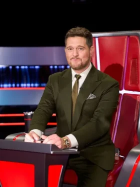 The Voice S27 Michael Buble Green Suit view look showing full shape and clean formal style