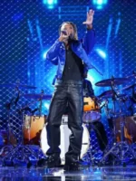 The Voice S27 Renzo Blue Jacket view look showing full shape, smooth fit, and blue style