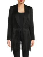 The Voice S28 Reba Mcentire Fringe Blazer view look showing fringe details and structured blazer style