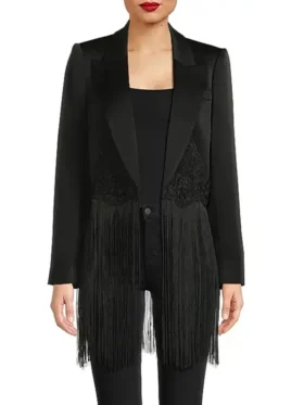The Voice S28 Reba Mcentire Fringe Blazer view look showing fringe details and structured blazer style
